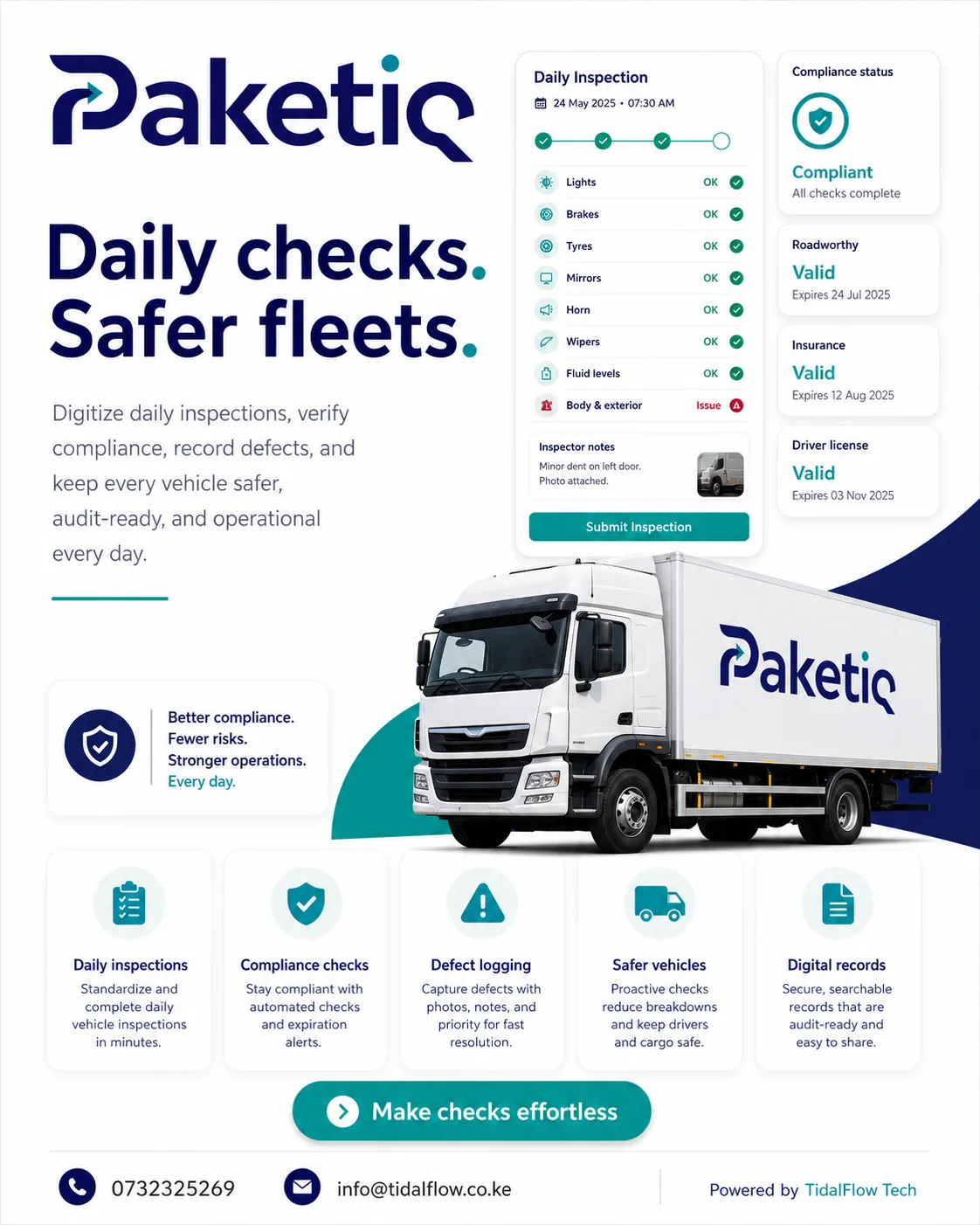 Maintenance planning for Paketiq vehicles